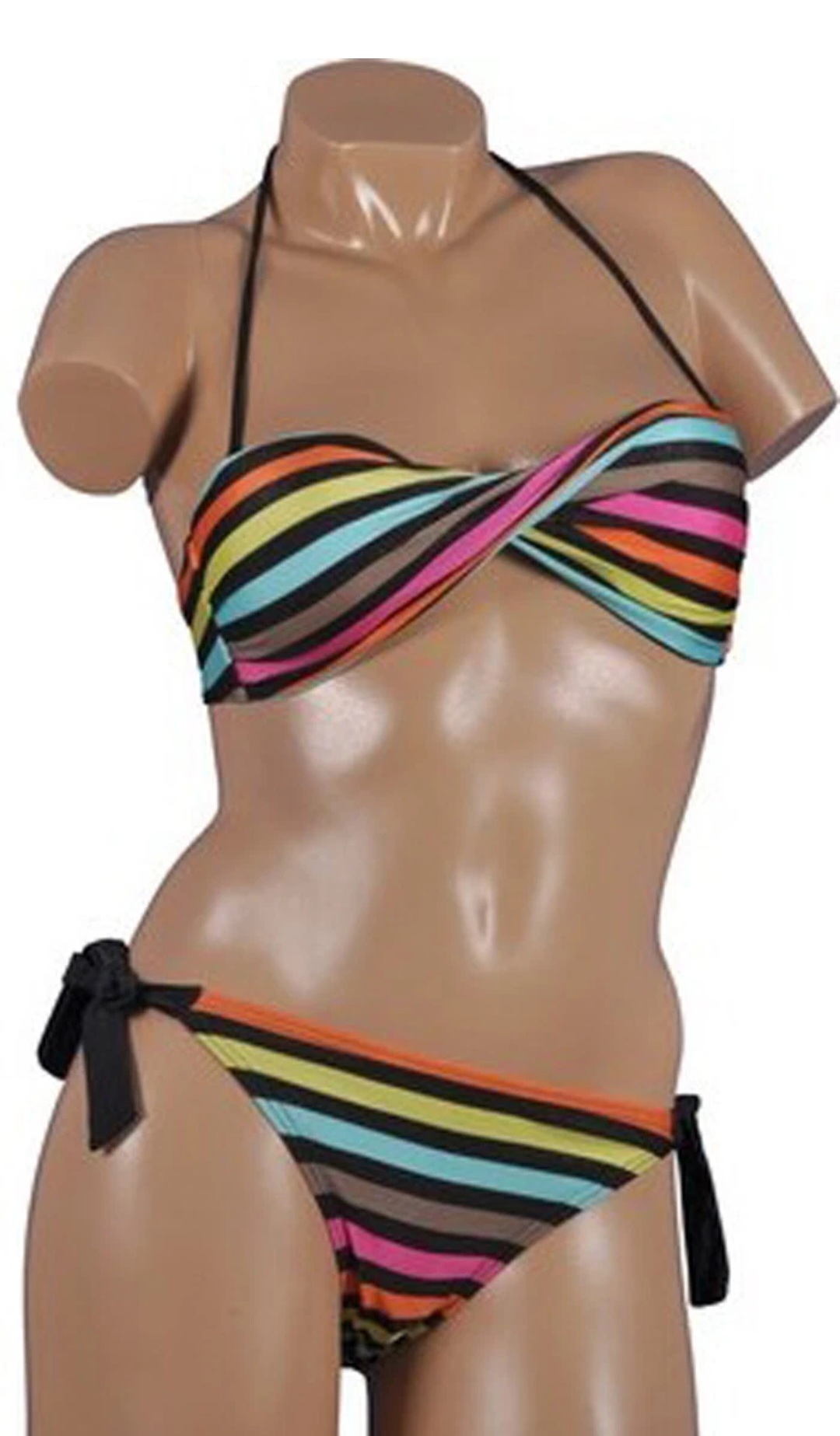 Maillot de bain femme bandeau multi color bretelles détachables taille XL