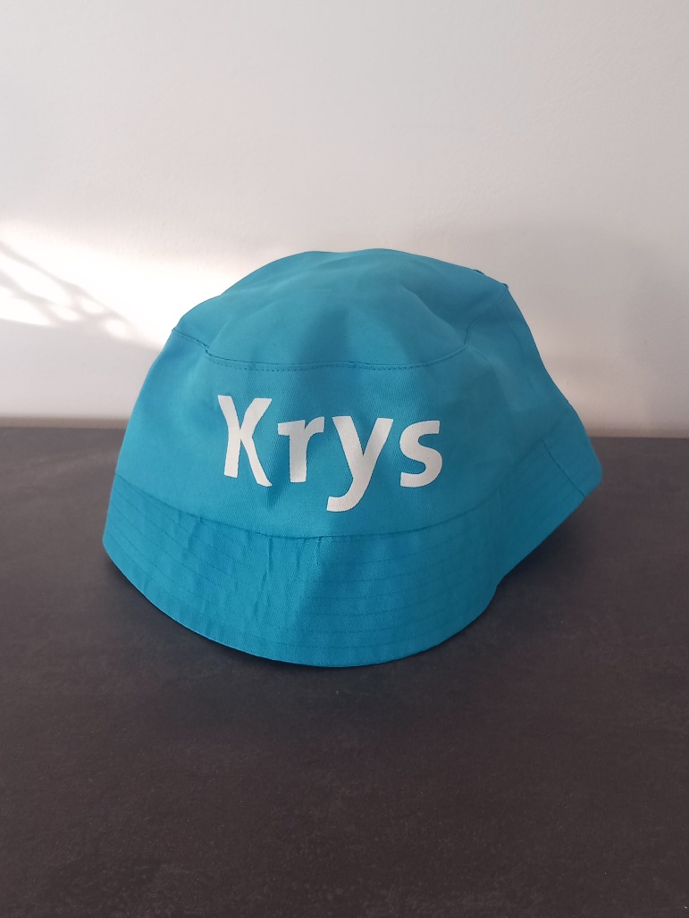 Bob chapeau bleu clair Krys de la caravane du Tour de France cycliste